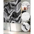 thumbnail image 5 of Split Shower Curtain for Transfer Bench, Abstract Waves Fabric Shower Curtains for Bathroom, Black Grey Modern Geometric Striped Tub Sliding Transfer Bench Waterproof Bath Curtains 72"x78", 5 of 9