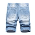 thumbnail image 4 of cllios Men's Ripped Denim Shorts 2024 Summer Stretch Jeans Shorts Distressed Ripped Jean Shorts Basic Work Short Pants Loose Knee Length Pants, 4 of 6