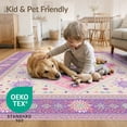 thumbnail image 4 of ODIKA 9'x12' Washable Area Rug Low Pile, Flatwoven, Large Pink Boho Dotted Frame Ombre Gradient Watercolor Motifs for Great Room, Indoor Concept, Living, 4 of 7