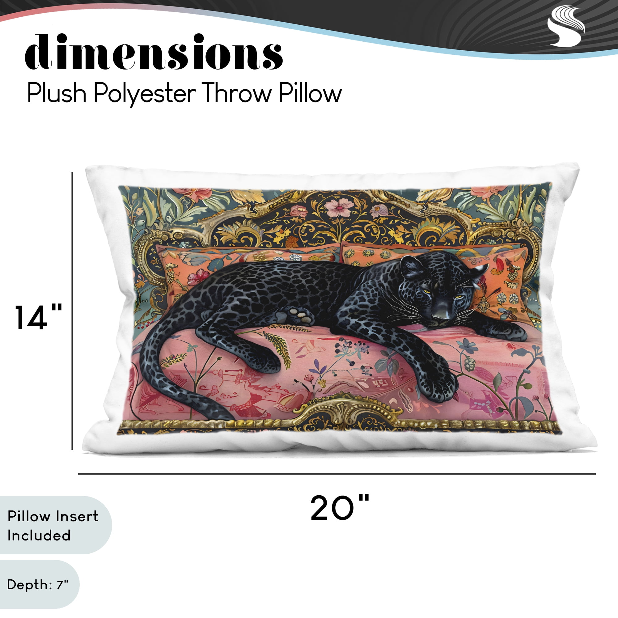 Stupell Industries Lazy Black Elegant Leopard Decorative Printed Throw Pillow, design by Creative Studio, 14 x 7 x 20