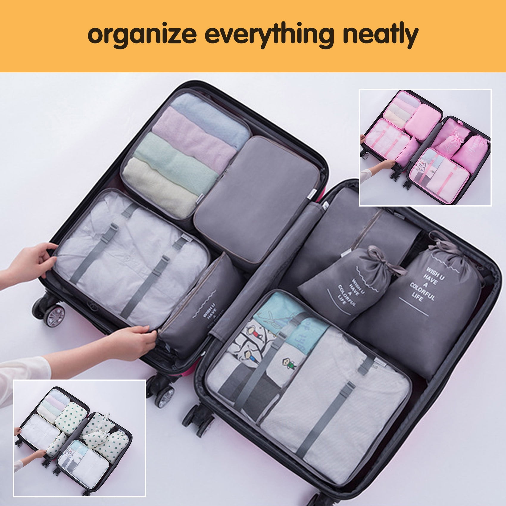 DAILISHA 12 Pack Packing Cubes Set - Luggage Packing Organizers for Travel Accessories Must-Have Compression Cubes for Neat Luggage Fits Carry-Ons, Suitcases & Backpacks