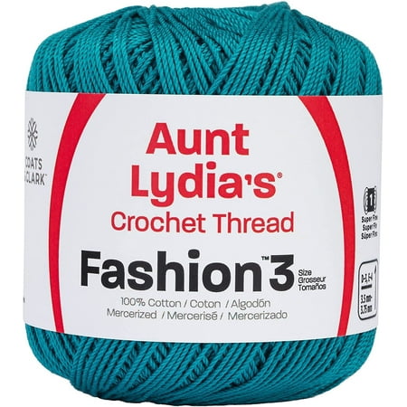 Aunt Lydia's Fashion Crochet Thread Size 3-Warm Teal, Pk 3, Aunt Lydia's