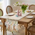 thumbnail image 4 of Easter Bunny Table Runner 72 Inches Long for Kitchen Dining, Rustic Rabbit Flowers Plant Egg Tree Leaf Dresser Scarf Farmhouse, Dining Table Decorations for Wedding/Parties, 16 x 72 In, 4 of 8