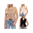 thumbnail image 4 of Yunliwuli Women Knit Tank Top, Sleeveless Tie-up Solid Loose Summer Vest Streetwear for Daily, 4 of 10
