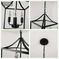 KUDOSALE 16" 3Light Farmhouse Lantern Chandelier, Bird Cage Entry