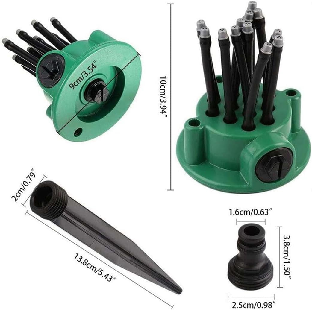 360° Degree Multi-Directional Lawn Sprinkler, Adjustable Garden Irrigation Sprinkler with 12 Flexible Spray Nozzles and Rotating Multi-Arm Head for Yard, Grass, Flower Beds and Roof Cooling (3PC)