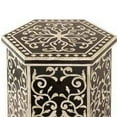 thumbnail image 2 of Bone Inlay End Table – Hexagonal Top with Mughal Floral Design & Arched Legs, 2 of 2