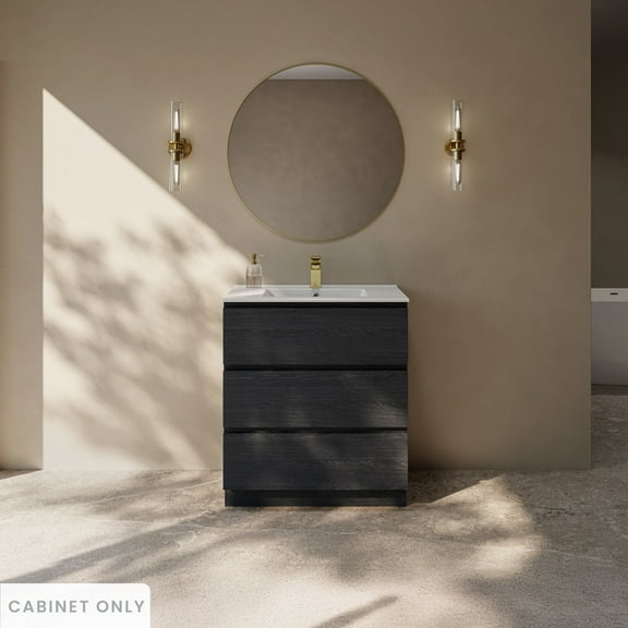 Liberte 30" Freestanding Bathroom Vanity Cabinet without Top in Black Oak