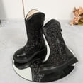 thumbnail image 5 of huajiao Glitter Sequined Princess Tall Boots for Teens Girls Sparkly Knee High Boots Back Zipper Anti-𝗦lip Mid Calf Shoes, 5 of 9