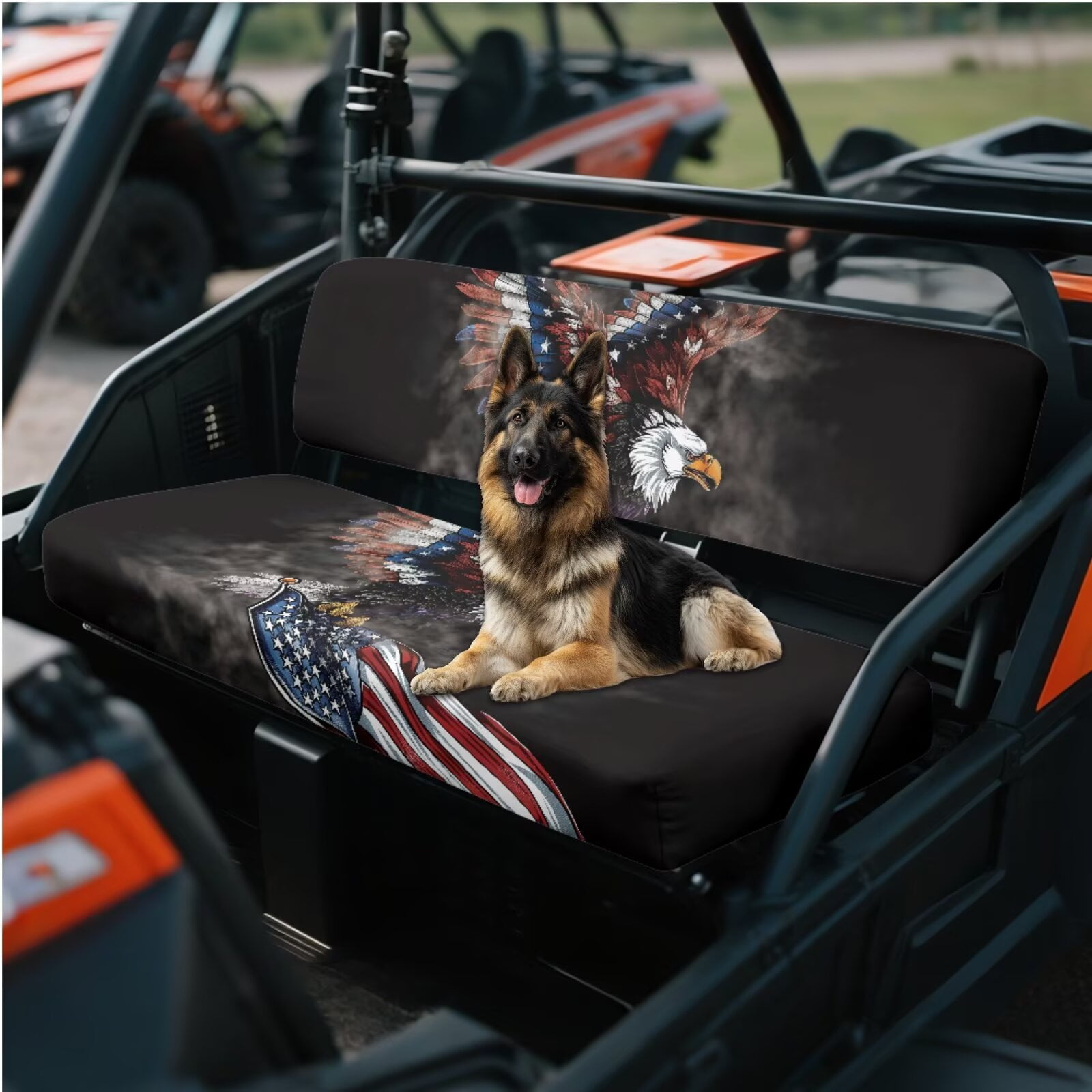 Yuyamidu American Flag Patriotic Mule Bench Seat Cover Compatible with Kawasaki Mule 4010 4x4 FE 2025 2023 2022 2021 / Kawasaki Mule 4010 4x4 SE 2018 2017 2016, Eagle UTV Seat Cover Accessories