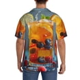 thumbnail image 3 of Pofeuu Refreshing Fruit Infused Drinks Print Mens Casual Short Sleeve Shirts Beach Summer Spread Collar Pocket Tops Men's Casual Short-sleeved Shirt-3X-Large, 3 of 5