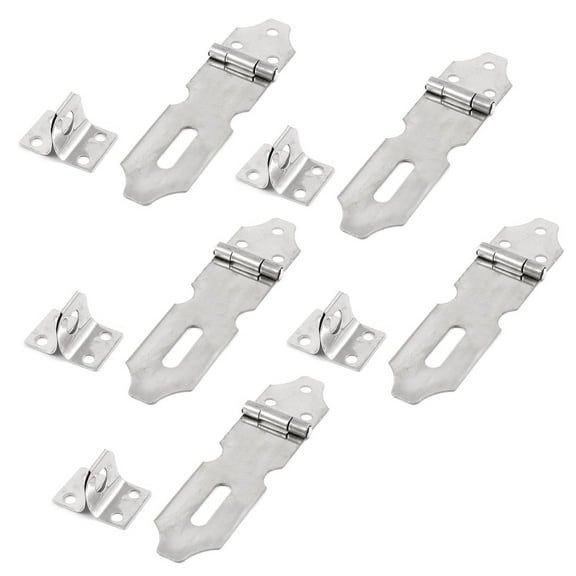 Uxcell Cupboard Safety Padlock Silver Tone Metal Hasp Staple 3.43" 5 Set