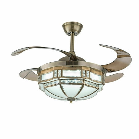 

TFCFL 42 Tiffany Ceiling Fan w/Light Classic LED Chandelier Remote Retractable Blades
