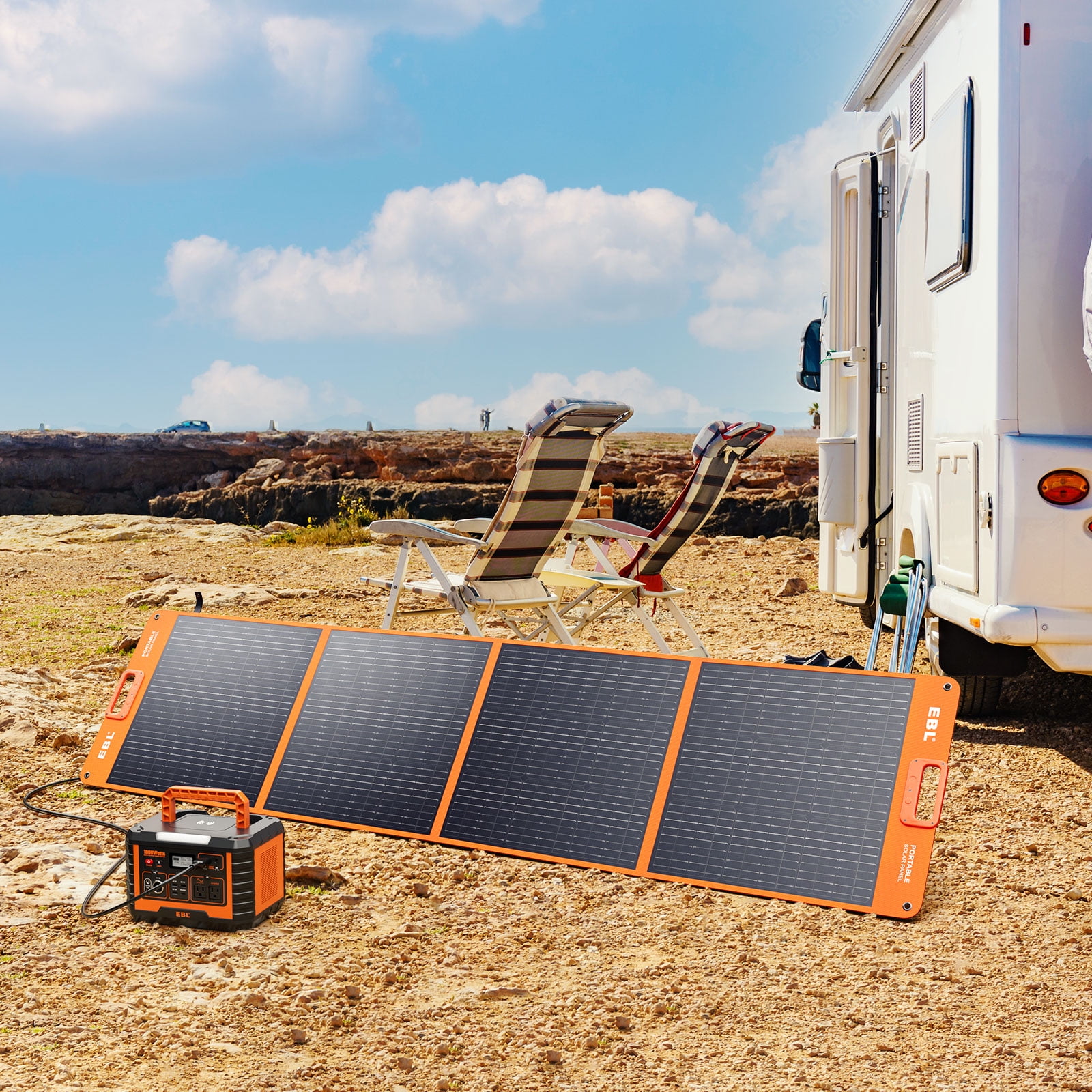 EBL 200 Watt Portable Solar Panel for Power Station, Foldable Solar Charger with MC-4 Output,QC3.0 USB-C&USB-A Ports 23.5% High Efficiency IP67 Waterproof 4 Kickstands for Camping RV Blackout