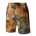 thumbnail image 4 of Zufioo Antique Map Adventure Scene for Men's Casual Beach Shorts, Sports Fitness Quick-drying Drawstring Shorts with Pockets for Home Wear-3X-Large, 4 of 6
