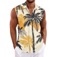 thumbnail image 4 of Hogleaql Men's Summer Sleeveless Dress Shirts Tank Top Button Down Hawaiian Tank Top Tropical Graphic Lounge Trendy Beach Outfits Dark Blue XL, 4 of 6