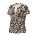 thumbnail image 2 of Naloa Leopard Dots Print T-Shirts Short Sleeve V Neck Tees for Women Fashion Tops Trendy Lightweight Soft Casual Summer Outfits Clothes, 2 of 5