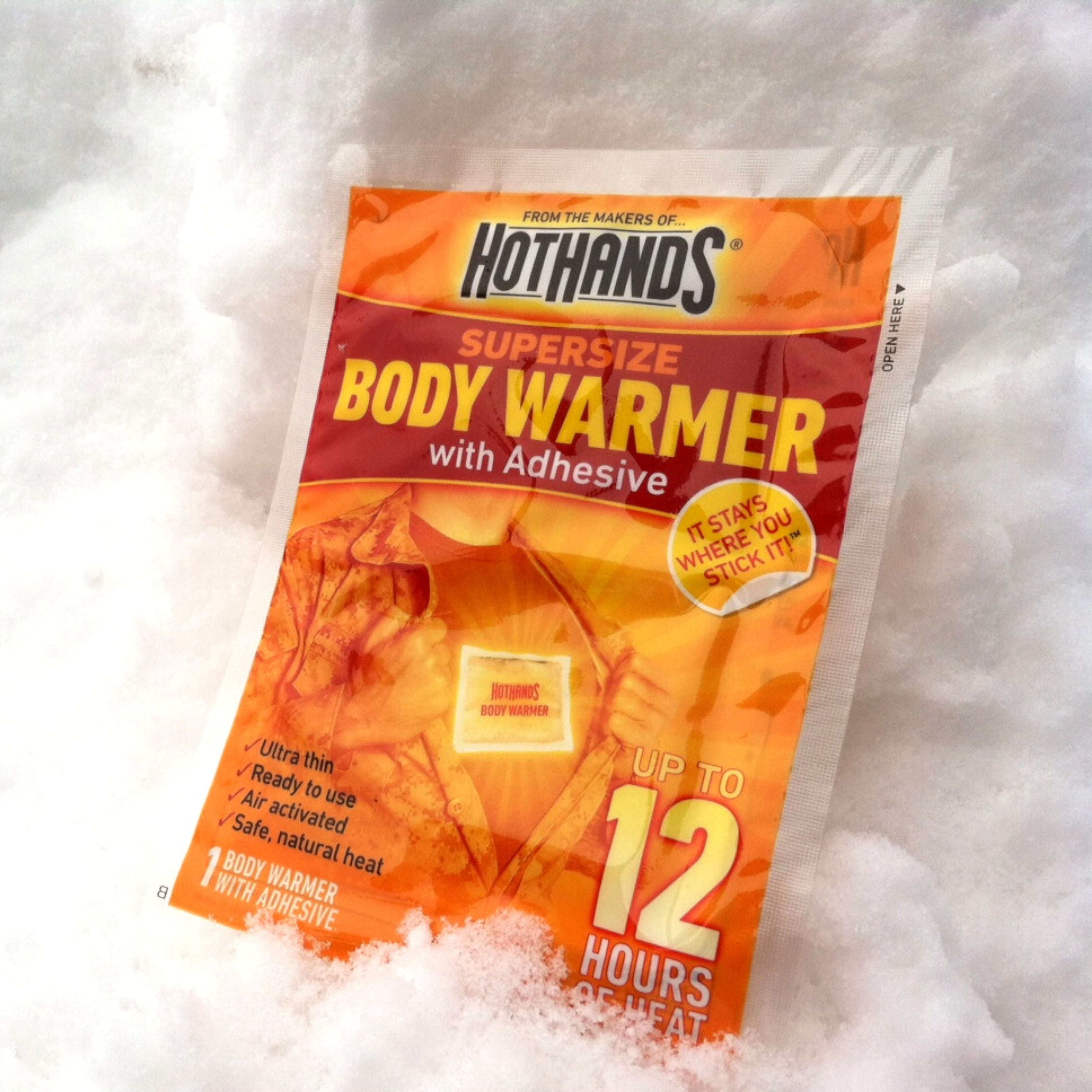 5 Packs Of Hot Hands Body Warmers with Adhesive Up to 12 Hours of Heat 