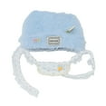 thumbnail image 3 of Gorro de peluche para muñeca, gorro con puños para muñeca, juego de simulación, cómodo, bricolaje, moda con babero, gorro de peluche para muñeca de sombrero azul, 3 of 7