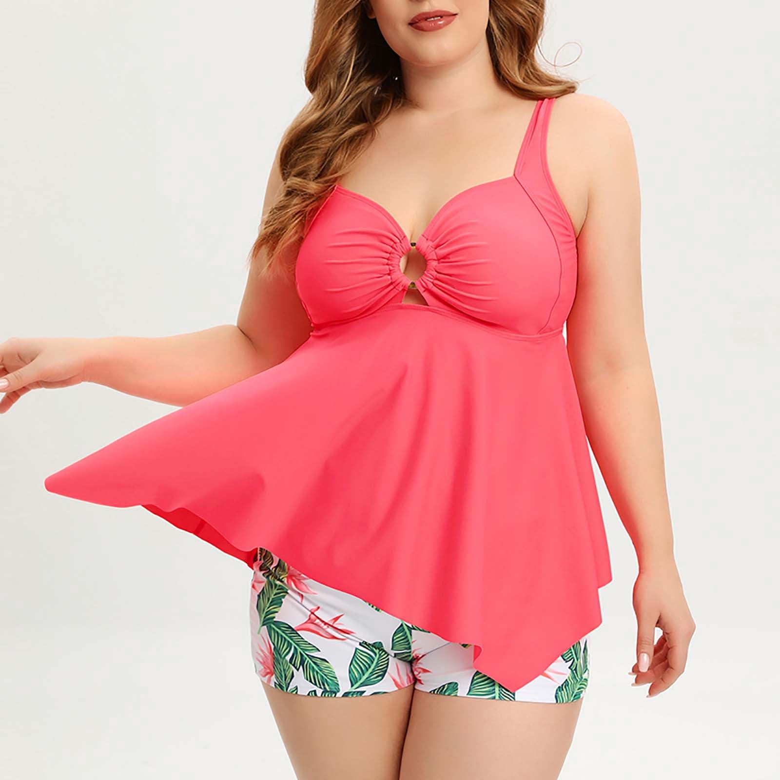 plus size red swim dress Flattering Curvy Bathing Suits Cover Thighs Daci Plus Two Piece With Shorts accompanied by thick Charmo Plus Size Swimsuits Scalloped