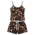 thumbnail image 5 of MEZZALL Women's Cute Halloween Sleepwear Set Ghost & Bat Print Cami Pajamas Tops with Waist Tie & Matching Shorts Vacation 2 Piece Pjs, 5 of 5