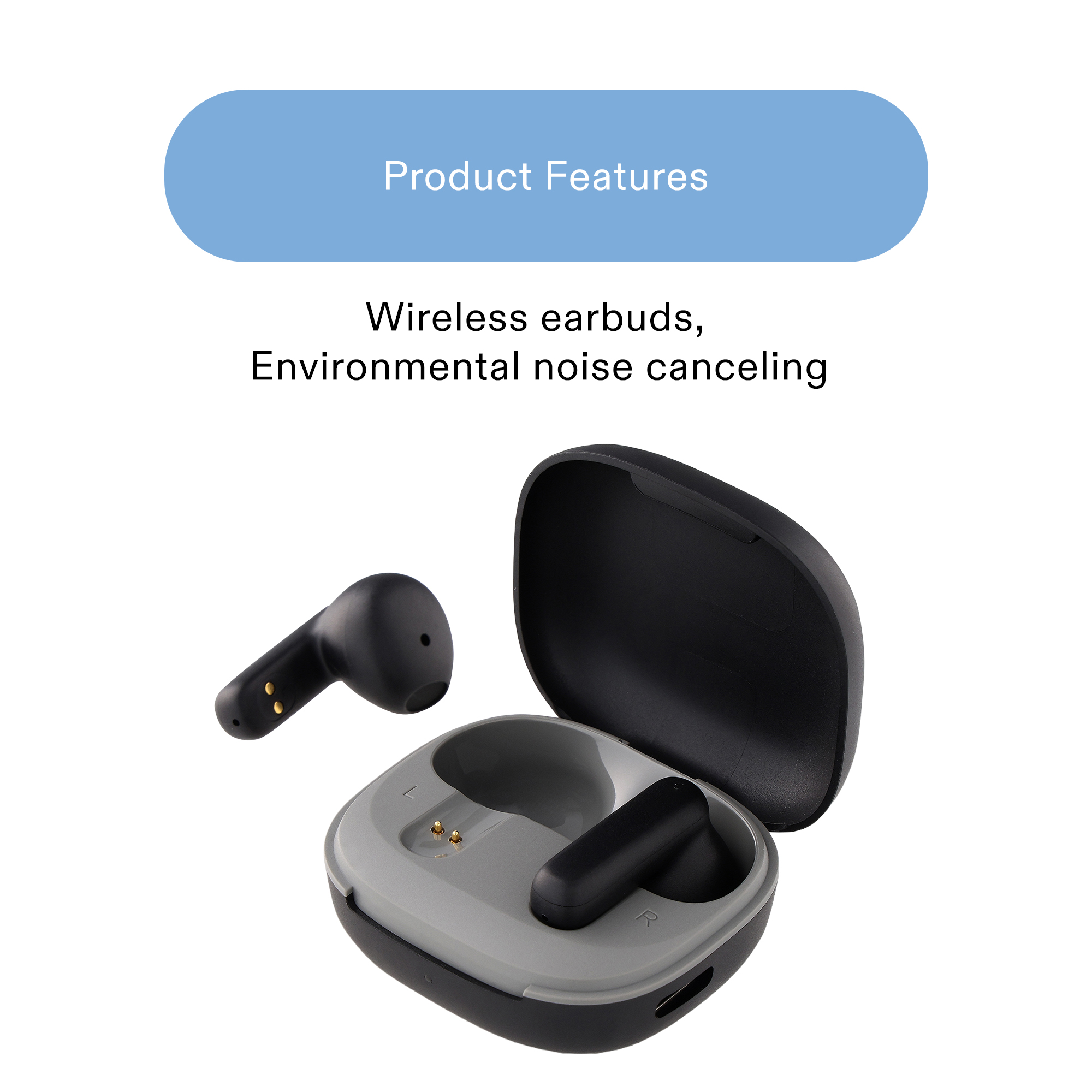 Audífonos Bluetooth onn Mini Sticks Negros con Cancelación de Ruido Ambiental 3