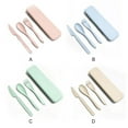 thumbnail image 2 of kurtrusly Wheat Straw Tableware Set Portable Reusable Solid Color Flatware Kit Indoor Outdoor Home Camping Dinnerware with Storage Case Beige, 2 of 9