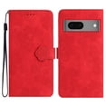 thumbnail image 1 of SaniMore Case for Google Pixel 7 6.3" 2022, [Card Slots + Cash Pocket + Removeable Wrist Strap] PU Leather Embossed Flower Flip Kickstand 360° All-around Protective Wallet Shell, Red, 1 of 11