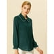 thumbnail image 4 of Blusa De Manga Larga Con Cuello Peter Pan Y Volantes Para Mujer Verde negruzco XS, 4 of 6