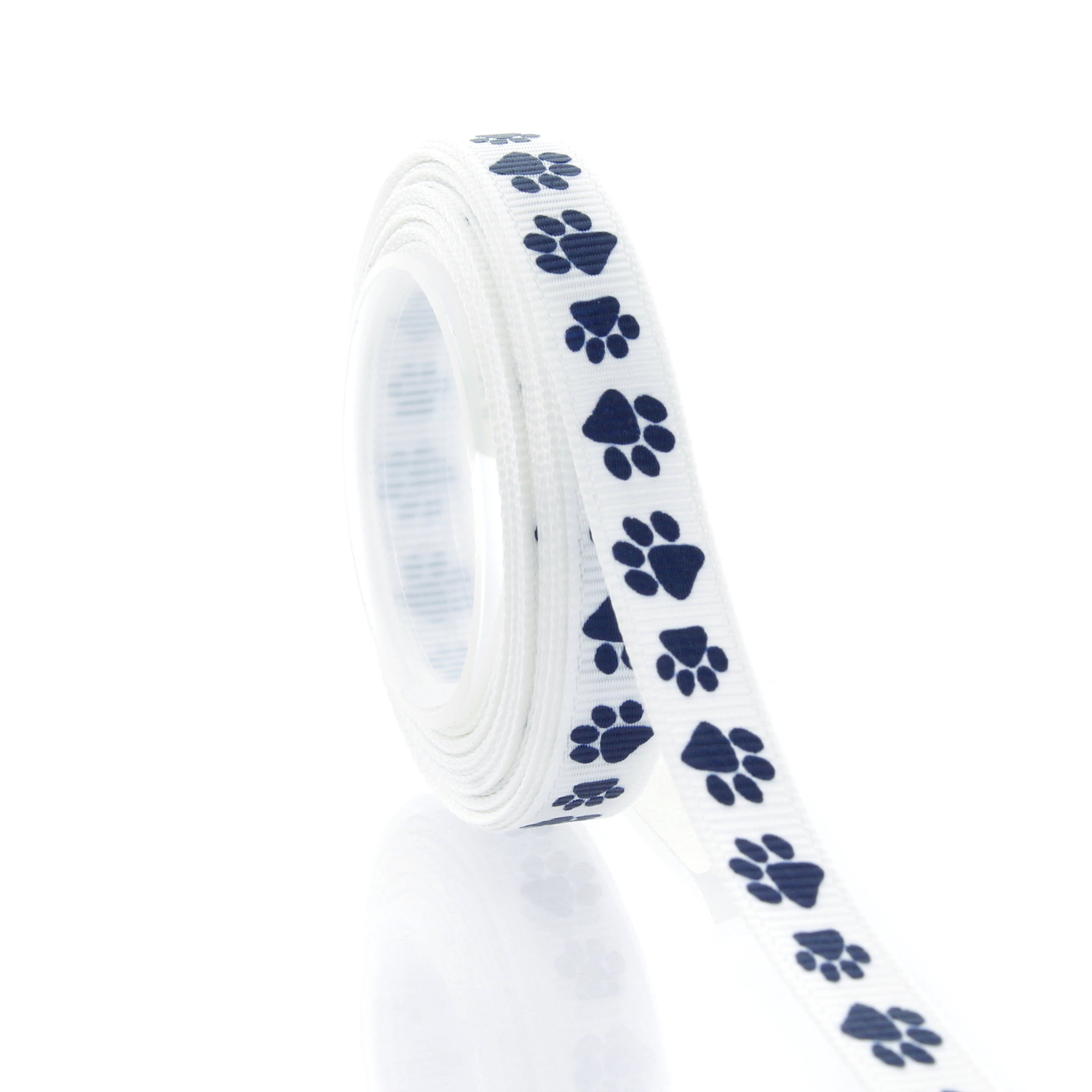 3/8" Navy Blue Paw Grosgrain Ribbon 100 Yard