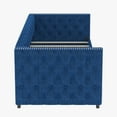 thumbnail image 3 of Modern Daybed with Trundle, Pull Out Sofa Bed for Bedroom & Living Room, Queen Size, Blue, 3 of 9