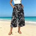 thumbnail image 5 of SwiftWear Women's Capri Pants Wide Leg Loose Casual Summer Beach Pants with Pockets Elastic Drawstring Waist Flowy Palazzo Trousers, 5 of 7