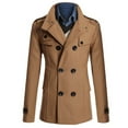 thumbnail image 3 of SPRING PARK Men's Winter Long Sleeve Thick Lapel Collar Double-breasted Pockets Woolen Slim Trench Coat, 3 of 6