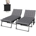 thumbnail image 1 of Set of 2 Outdoor Folding Chaise Lounge Chairs, 29.5" Wide Adjustable Backrest Sun Lounger with Cushion & Side Pocket, Breathable Mesh Steel Frame for Pool, Patio, Beach, Camping, 1 of 7