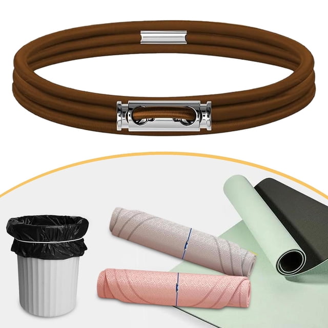 Elodie Trash Can Rubber Band Adjustable Garbage Can Band for Office Tablecloth Yard brown 140cm