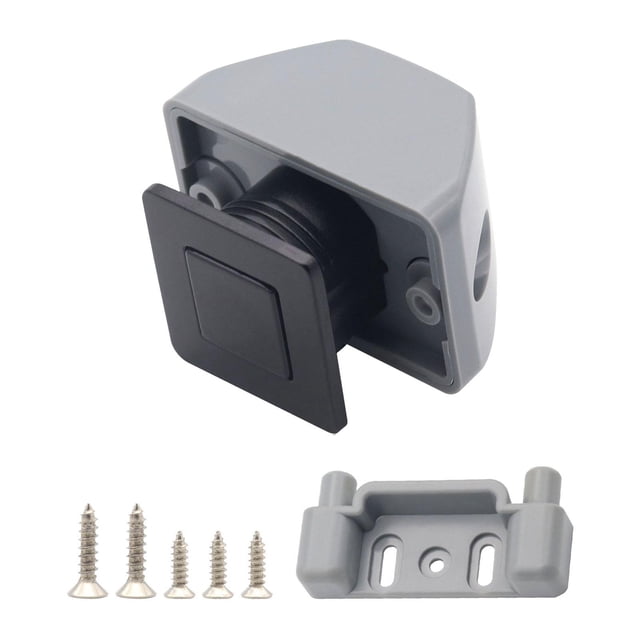 Lipstore Push Button Latch Sturdy Replacement RV Push Cabinet Lock Marine Latch for Boats Black Gray