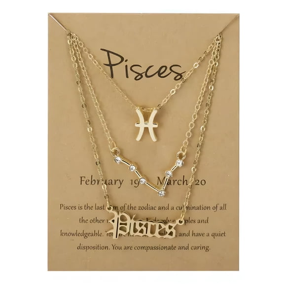 DESIGNICE 3pcs 12 Constellation Zodiac Sign Pendant Necklace Clavicle Chain Women Jewelry