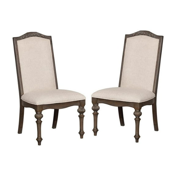 Pemberly Row Fabric Padded Dining Chair in Natural Tone (Set of 2)