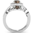 thumbnail image 2 of Three Stone Smoky Quartz Diamond Peekaboo Halo Engagement Ring In 14k White Gold, 2 of 6