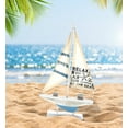 thumbnail image 5 of CoTa Global Aqua Sky Sailboat Ship Model, 15.3″ Wooden Shelf Art Figurine Decoration Handcrafted Figure Tabletop Décor Nautical Decorative Coastal Ocean Mantel Home Accent, 5 of 7