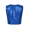 thumbnail image 2 of Fldy Kids Boys Girls Shiny Sequins Vest Wedding Choir Party Waistcoat Jazz Hip Hop Dance Costume Blue 13-14, 2 of 6