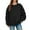 Black, variant on Solid Color Casual Pullover Sweater Bling Rhinestone Soft Warm Lined Hoodless Crewneck Long Sleeve For Everyday Wear And Fall Winter Fashion Outerwear