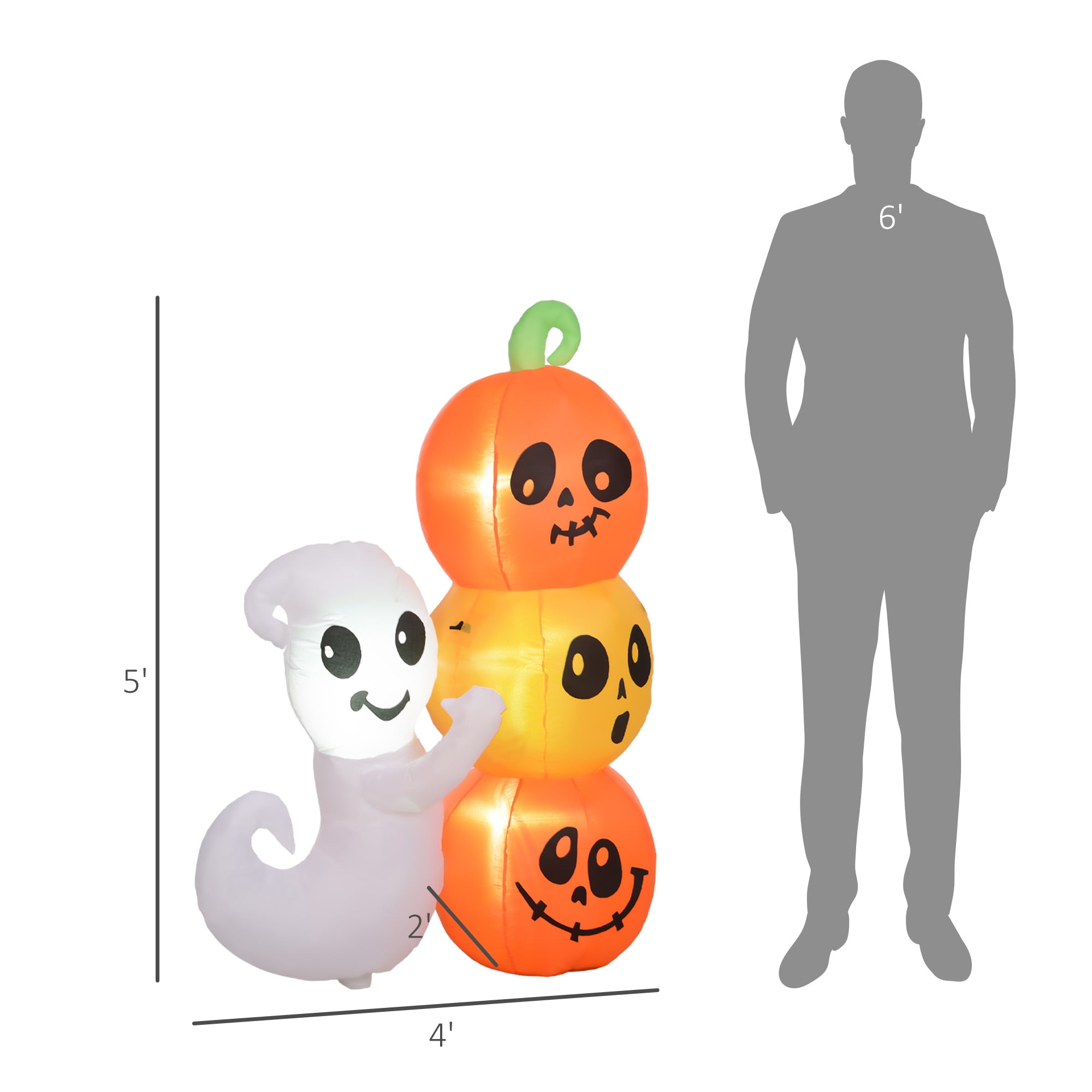 Alvantor Inflatable Halloween Decoration with Pumpkin 5ft Blow Up LED Display for Garden Indoor Outdoor