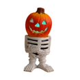 thumbnail image 2 of Estatua de caballero calabaza, decoración de Halloween con luces LED, artesanía fina 14 cm x 7 cm x 6 cm, 2 of 9