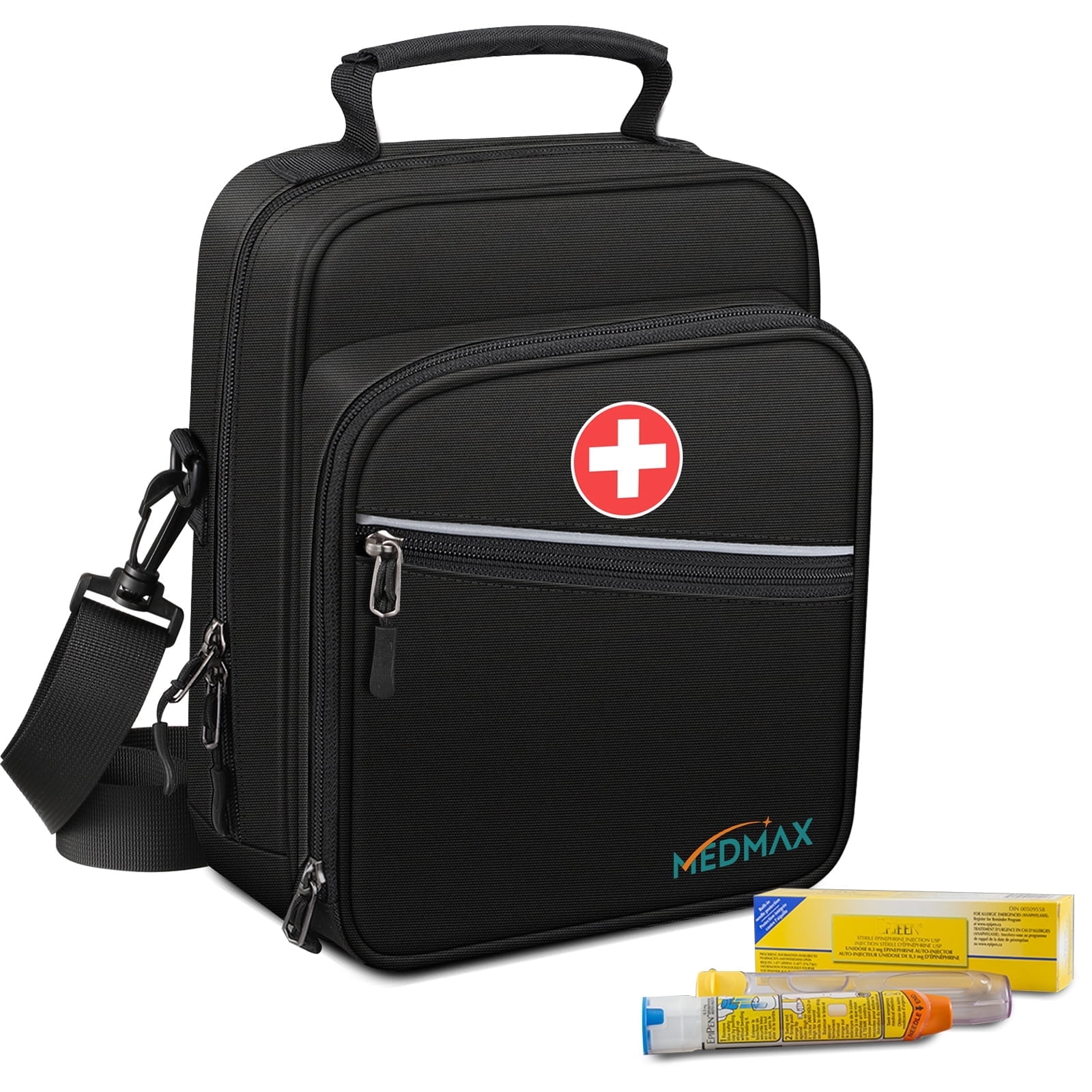 MEDMAX Insulated Travel Organizer Bag – Portable Cooler Case with Shoulder Strap, Black