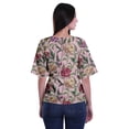thumbnail image 4 of Moomaya Haut à Col Rond Imprimé pour Femmes, Blouse Tunique à Manches Jusqu'aux Coudes, Tenue de Ville, 4 of 5
