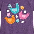 thumbnail image 3 of Instant Message - Colorful Chickens - Toddler & Youth Girls Short Sleeve Graphic T-Shirt, 3 of 6