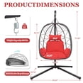 thumbnail image 4 of Wicker Egg Chair, Oversized Indoor Outdoor Boho Lounger Chair Stationary Egg Basket Chair, All-Weather 350lb Capacity Patio Chair, Dark Gray, 4 of 8