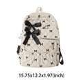 thumbnail image 2 of HUISZJ Corduroy Bow Printed Backpack, Large Capacity School Backpack With Bowknot, Reusable Shoulder Bag for Work School Outdoor (White), 2 of 10