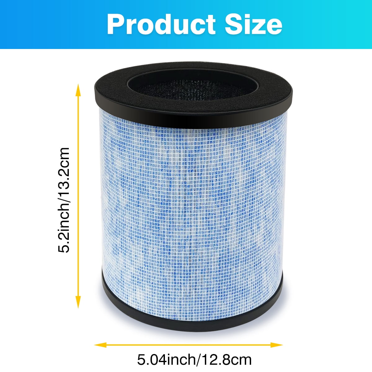 2 Pack H13 True HEPA Filters Compatible with Breezome JH02 Air Purifier, 3-Stage Filtration for Pet Dander, Odors & Dust, Washable & Reusable